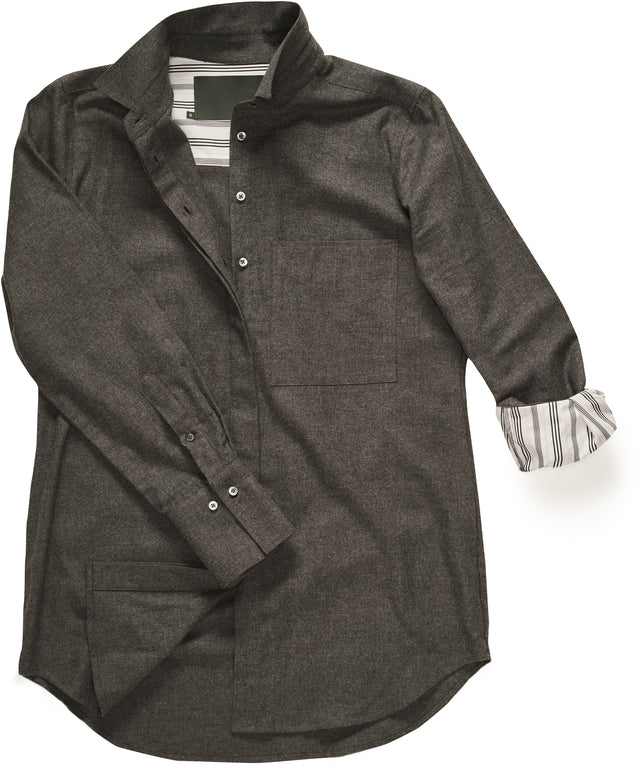 Claridge + King - The Modified Boyfriend Shirt-Charcoal Gray Flannel