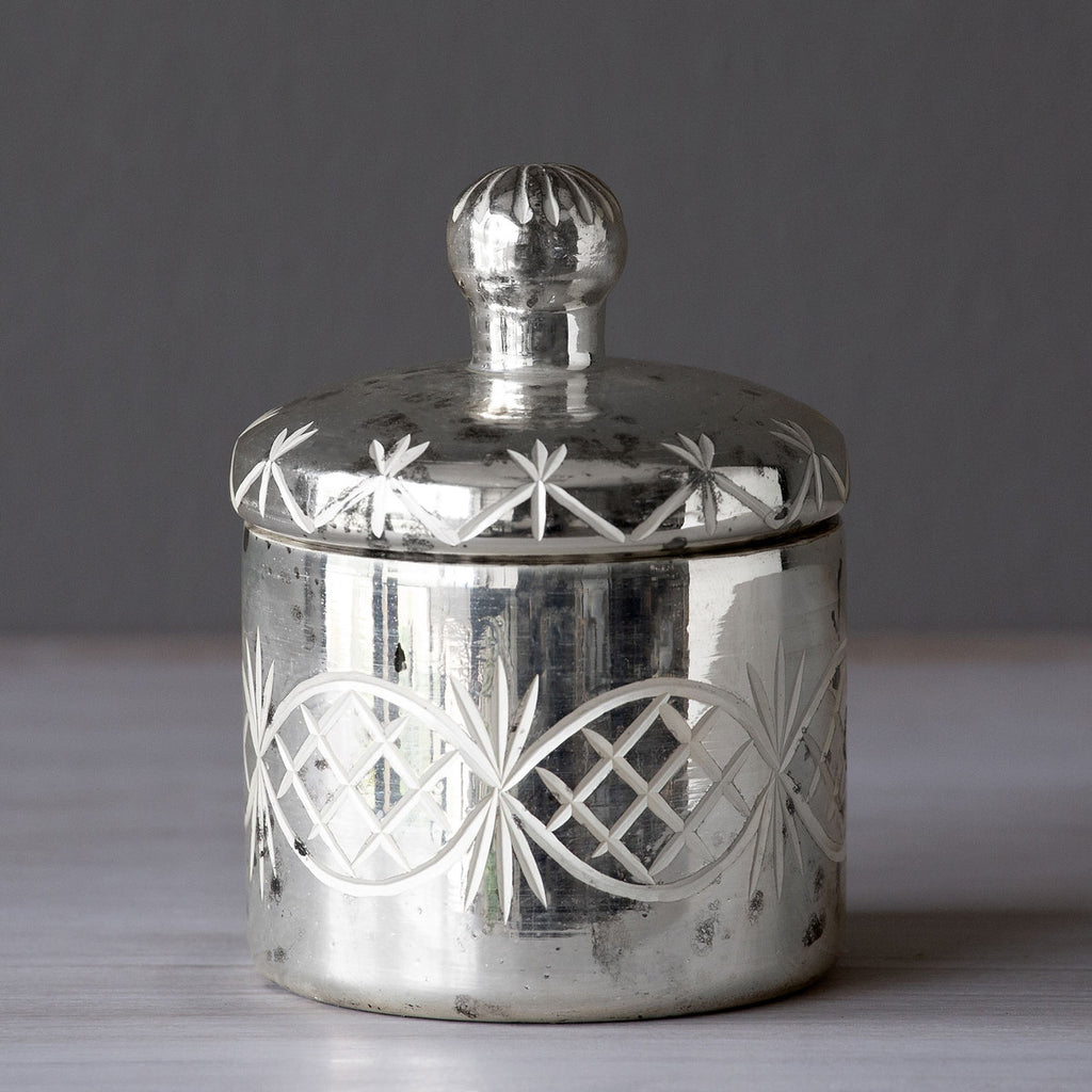 Park Hill - Mercury Glass Etched Votive Holder With Lid