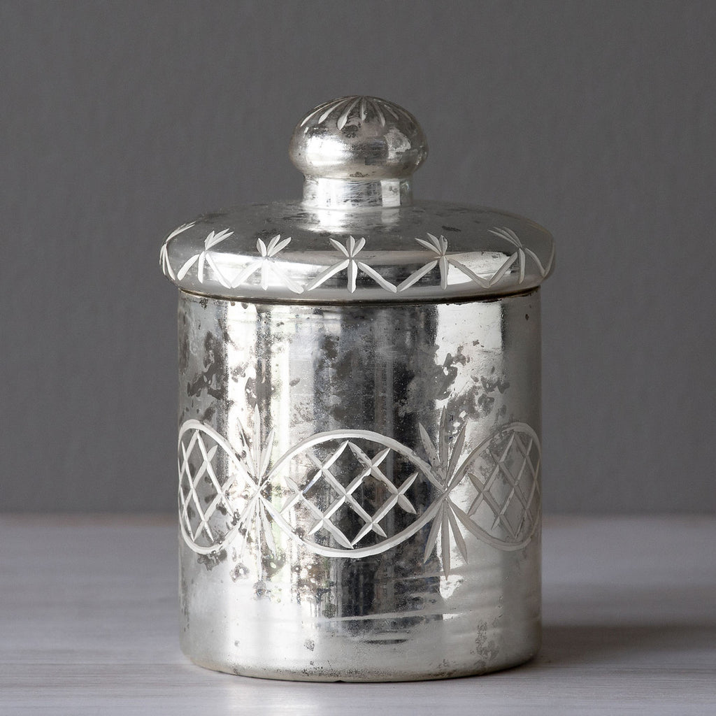 Park Hill - Mercury Glass Etched Cylinder With Lid