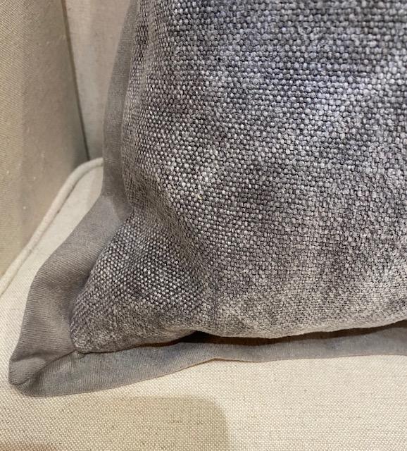 Park Hill - Grey Washed Cotton Pillow with Velvet Flange