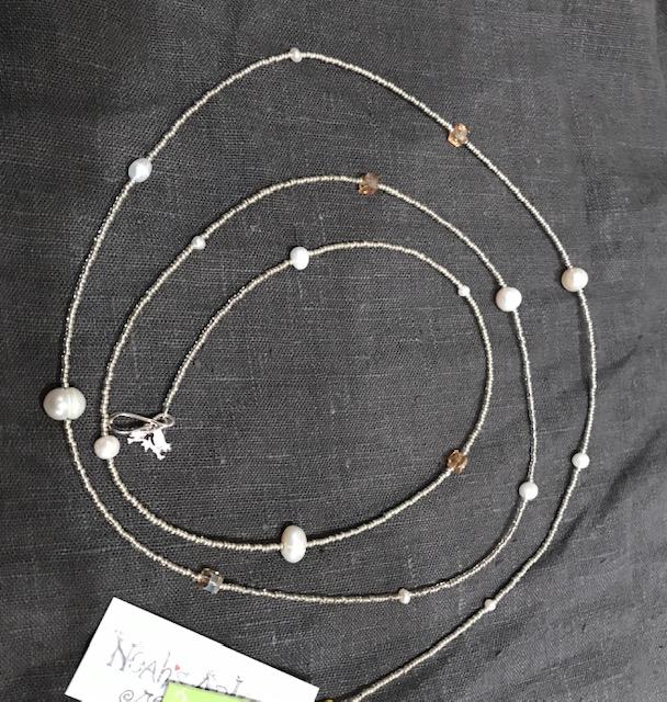 Ali & Bird Jewelry - Silver Pearl & Crystal Henrietta Necklace