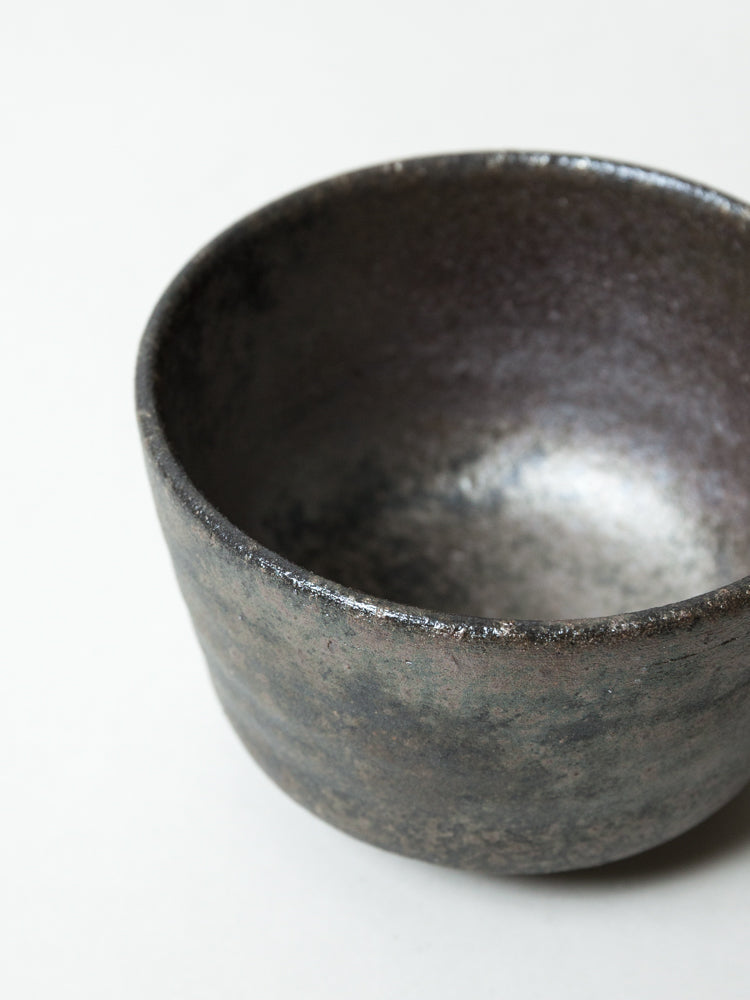 Morihata - Youhen Ibushi Matcha Bowl, Dark Silver