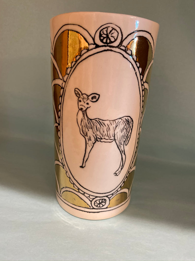 HOPE + MARY Gold Woodland Animal Arched Tall Vase