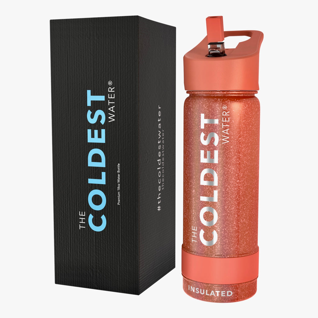 The Coldest Water - Sports Water Bottle - 18 oz Pink Froze Glitter