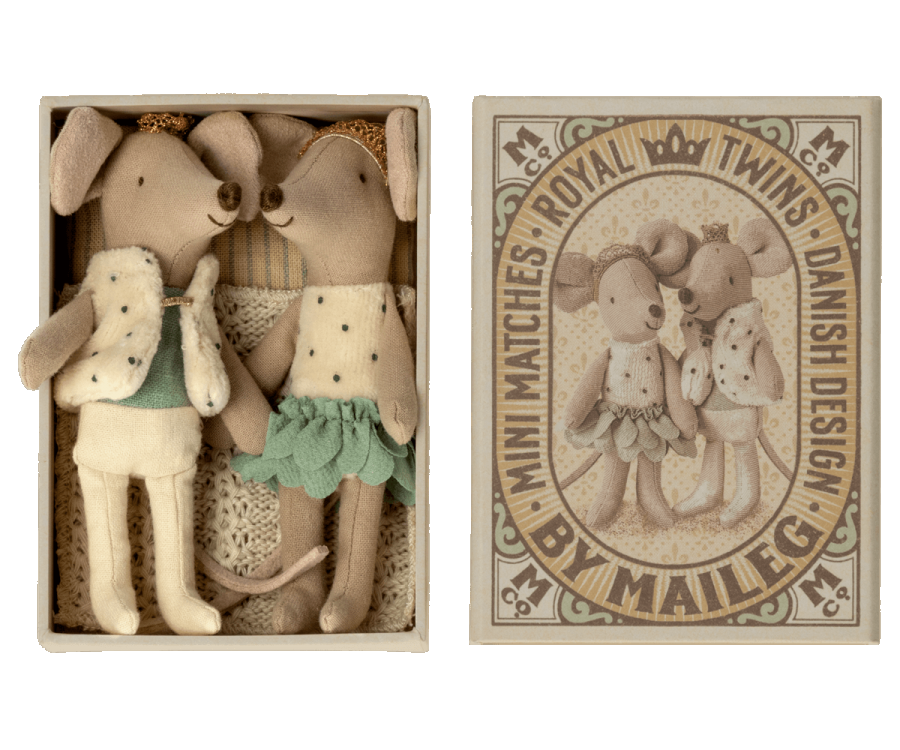 Maileg - Royal Twins, Little Sister & Little Brother, Mouse in a Box