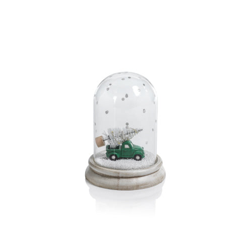 Zodax LED Snow Globe with Green Truck & Tree