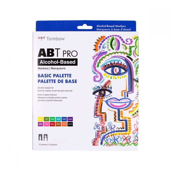 Tombow - ABT PRO Alcohol-Based Art Markers, Basic Palette, 12-Pack